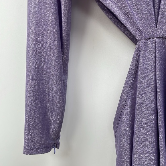 Bronx and Banco Amara Cut-Out Slit Gown Maxi Dress Formal Metallic Purple 12 - Picture 9 of 14